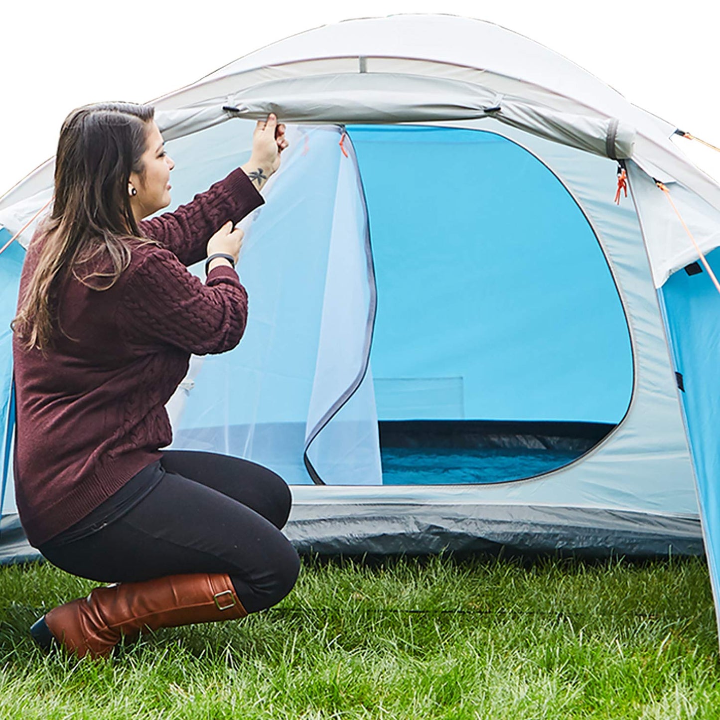 - SAFACUS 3-4 Person Dome Camping Tent | Double layer | Full Waterproof Holiday Family 3 to 4 Man Tent | Blue -