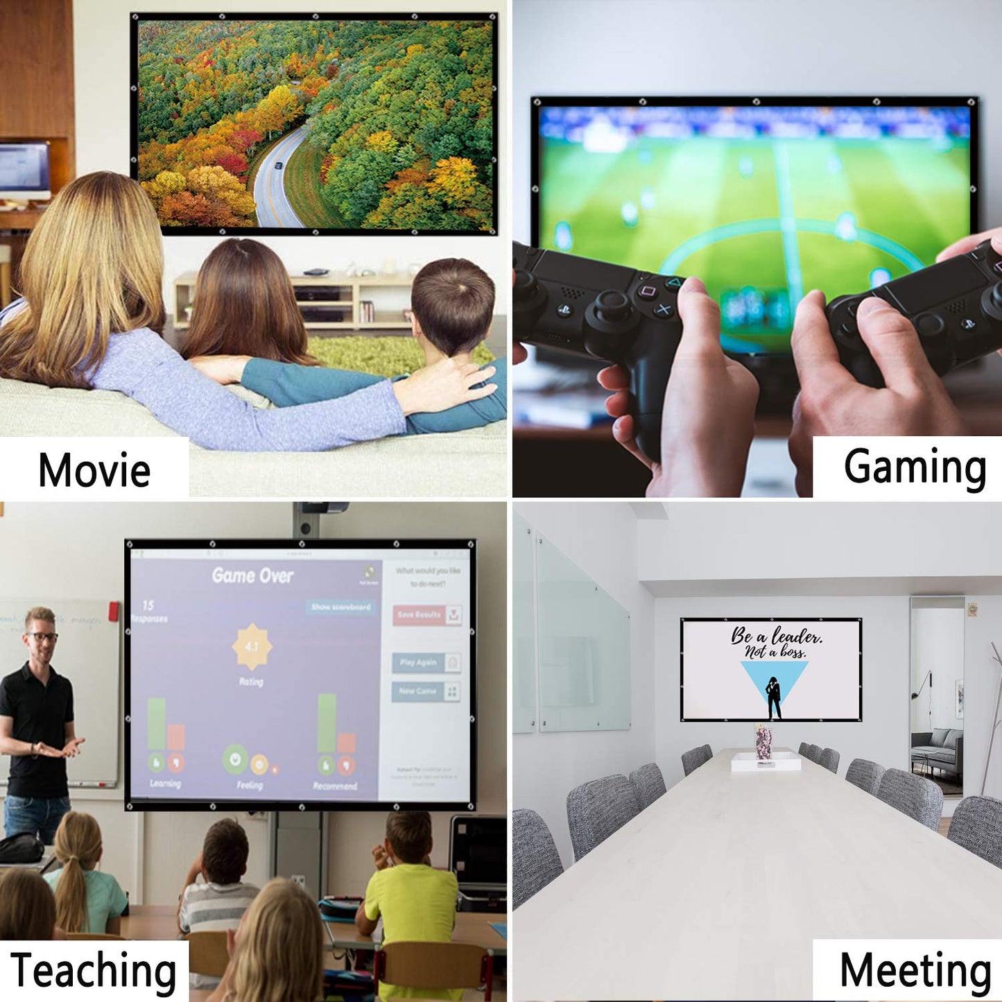 - OWill 100 inch Projector Screen | 16:9 HD Foldable for Home Theater -