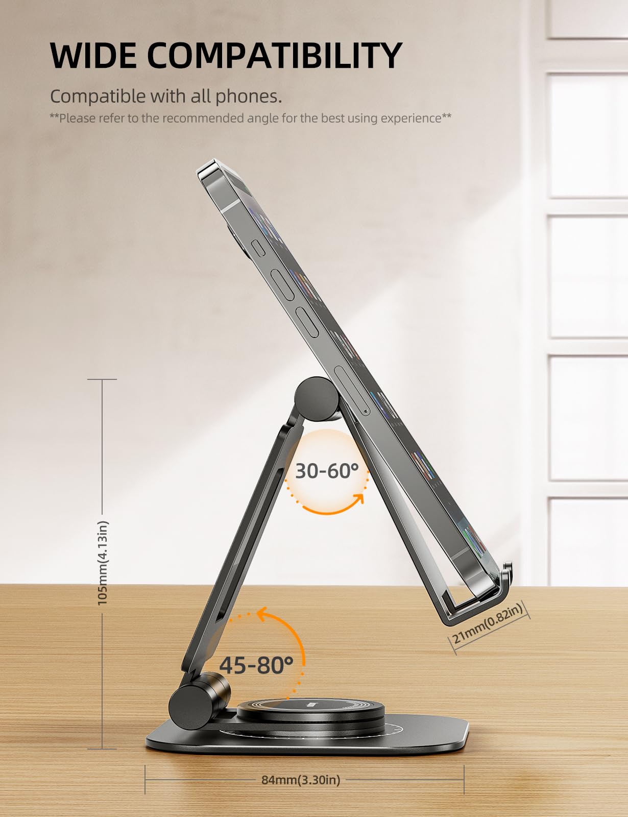 - NULAXY 360 Rotating Phone Stand | Fully Adjustable Foldable Desktop Mobile Phone Holder -