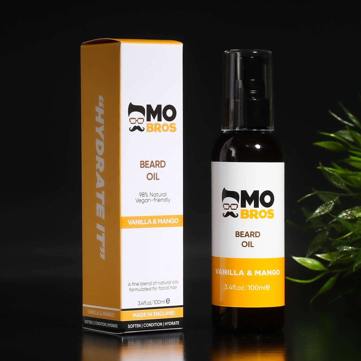 Beard Oil 100ml | Vanilla & Mango | Beard Care for Men | Softens, Hydrate & Conditions Facial Hair | Promotes Growth, Reduces Dryness & Itching