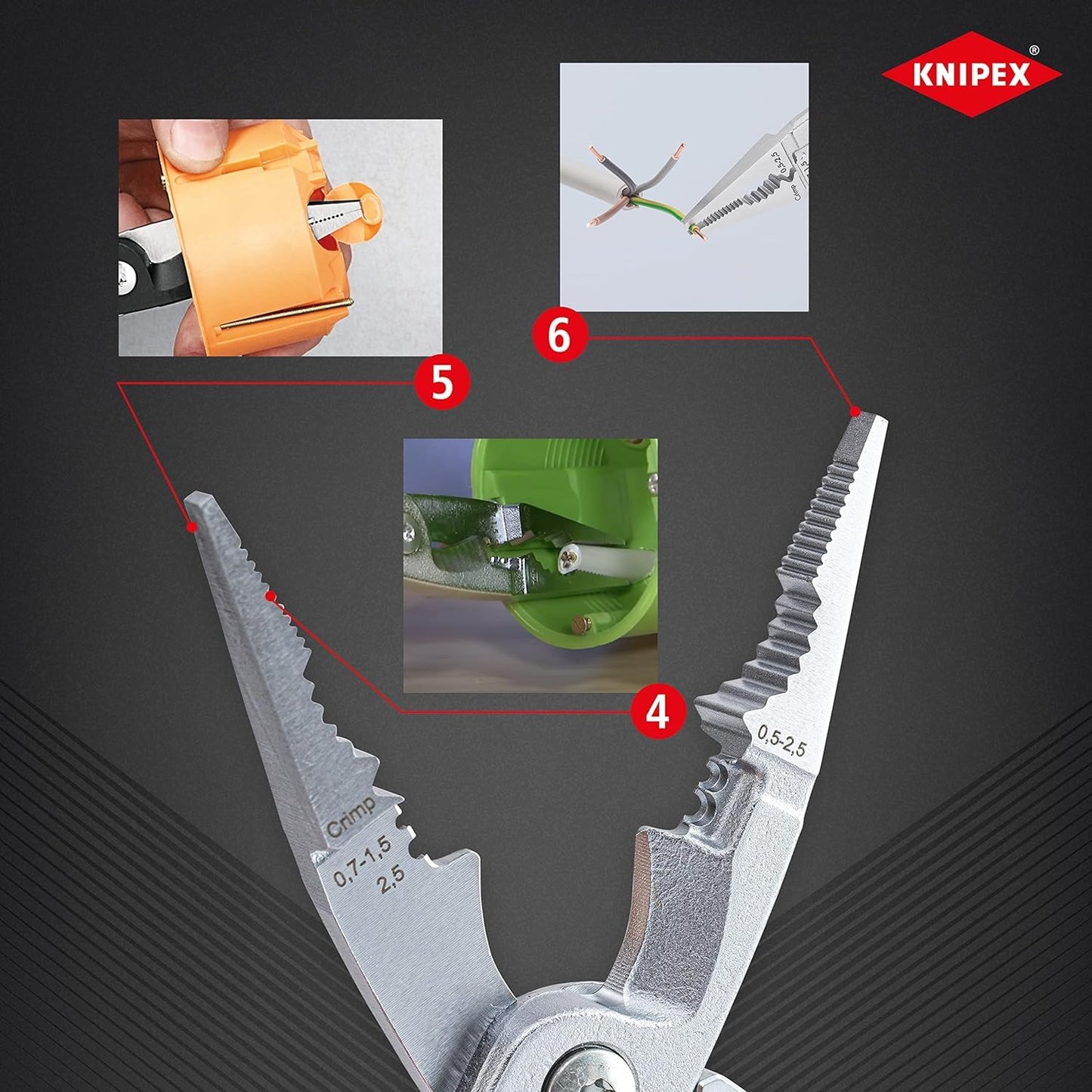- KNIPEX Pliers for Electrical Installation | VDE | Opening Spring | Cutting Cable | Wire Stripping -