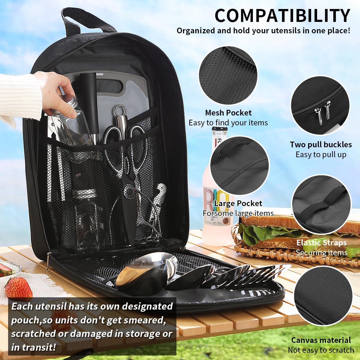 - ReaNea Camping Essentials Accessories Camping Gear Must Haves | Cooking Utensils Set -