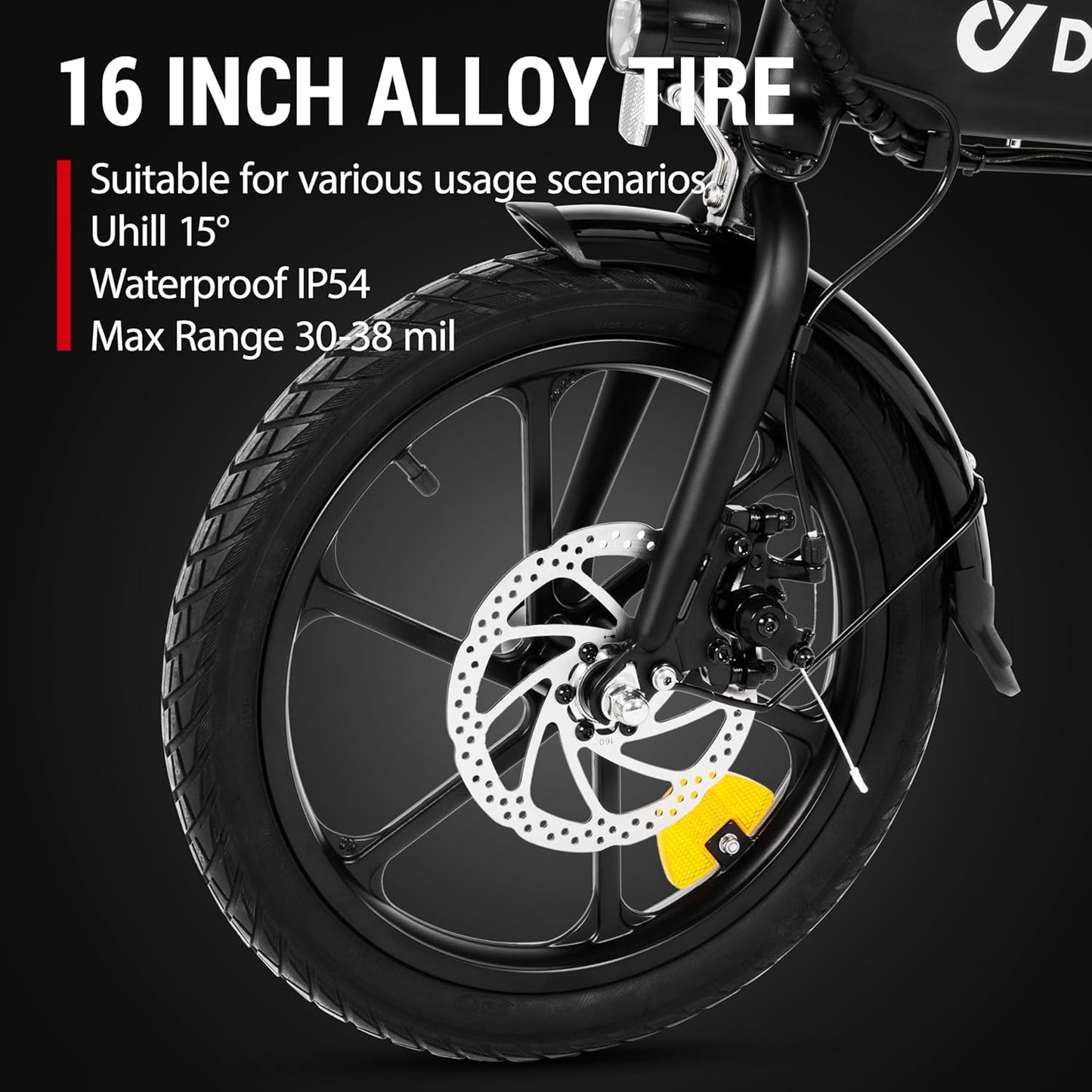 - DYU Electric Bike for Adults Teens | 16" Folding Electric Bicycle | Commuter City E-Bike -
