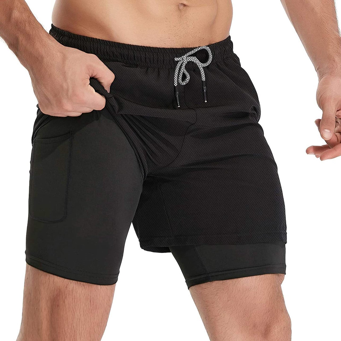 - HOPLYNN Mens Running 2 in 1 Sports Shorts Breathable Outdoor Workout Training Shorts -