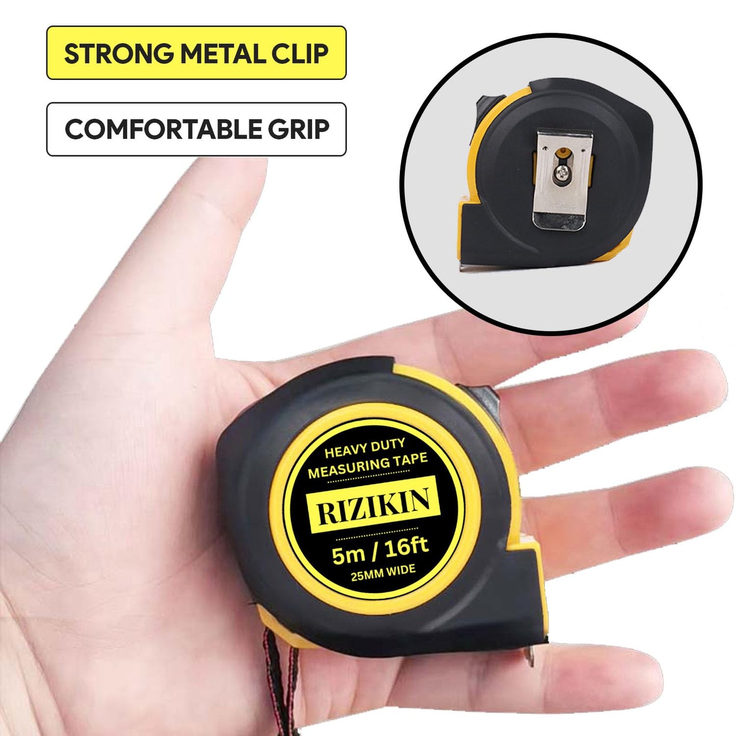 - Rizikin Heavy Duty Tape Measure 5m 16ft | Stainless Steel Measuring Tape | 5 Metre -