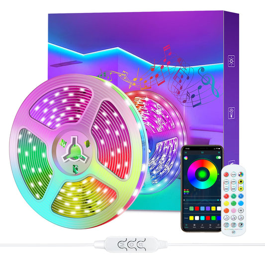 - Led Strip Lights with Remote and APP Control | 10m Lights | RGB Using IC Chips Control Rainbow Colour -