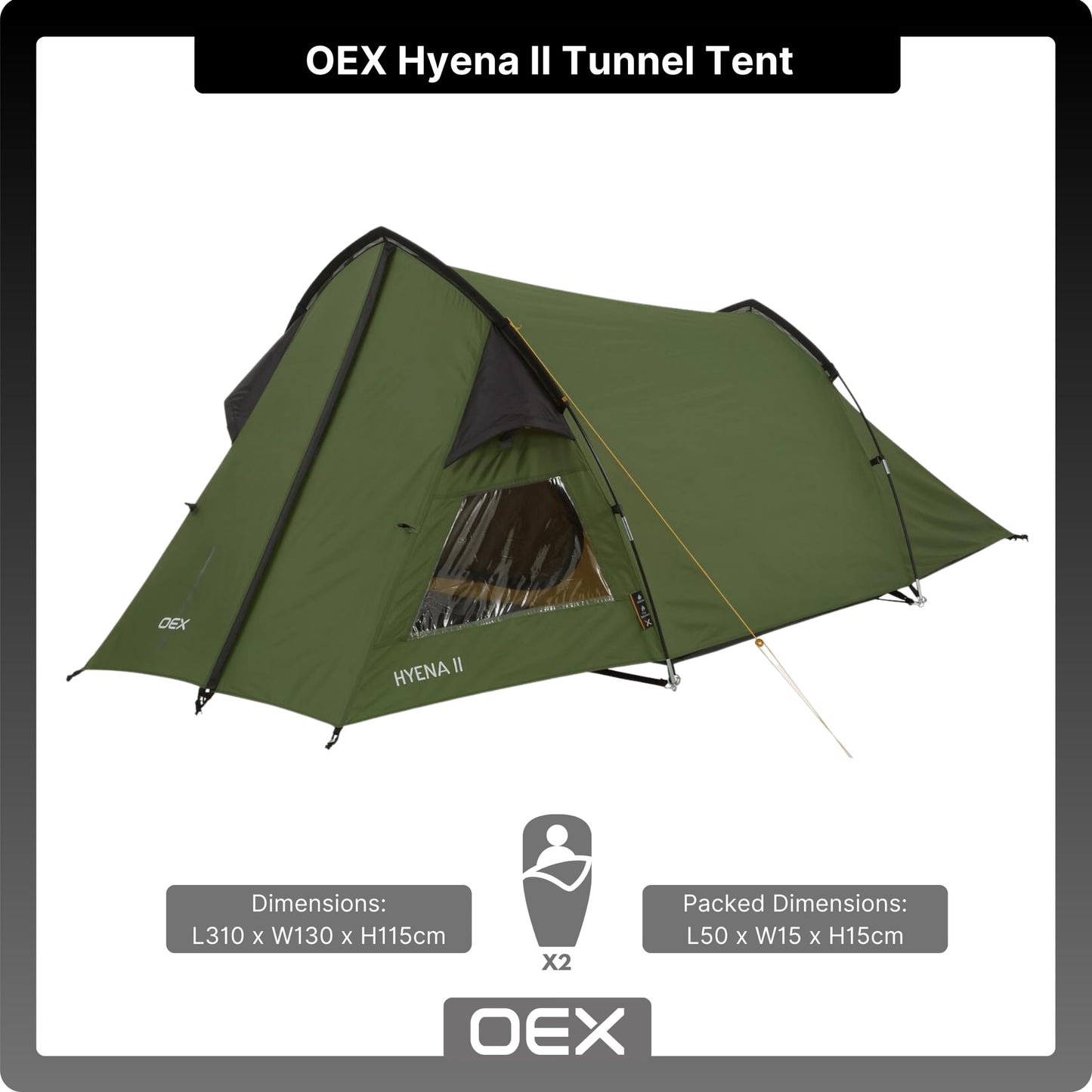 - OEX Hyena II Tent | 2 People | Harsh Weather Conditions | Compact | Lightweight -