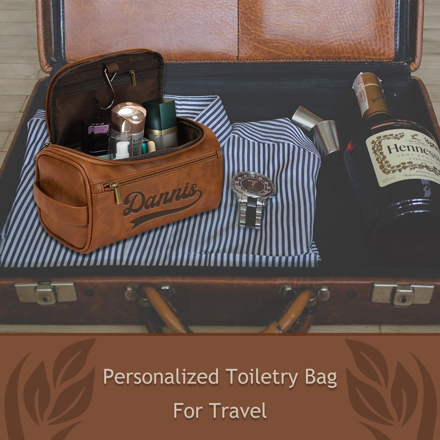 - Personalized Toiletry Bag for Men | Custom Engraved Travel Dopp Kit Bag -