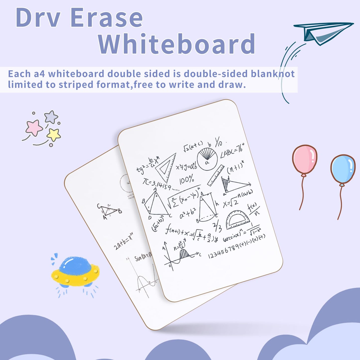 CRESZZLE 2-Pack Small Whiteboard Set - 8.2x11.8 Inch Double-Sided Mini Whiteboards with 2 Pens and 2 Erasers - Portable, Durable White Boards for Students, Classroom, Home, and Office