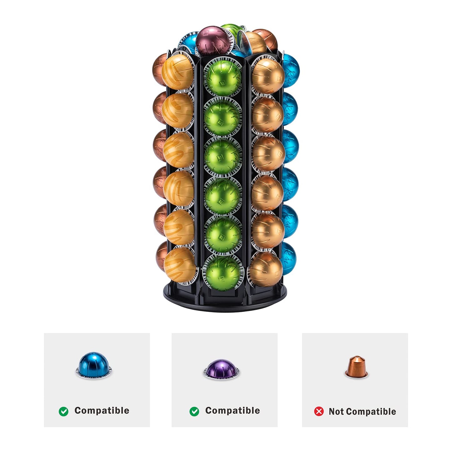 - Rice Rat | Nespresso Pods Holder With Central Additional Pods Storage | Carousel-60+ Pods -