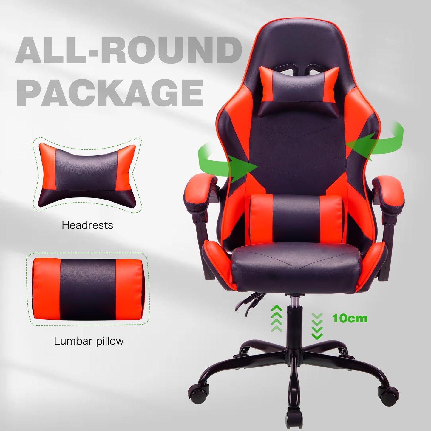 - T-THREE High back ergonomic computer chair | Gaming chair | Office chair | 150kg | Red -
