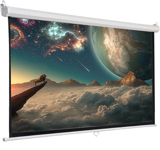 - INMOZATA Pull Down Projector Screen | 100" Wall & Ceiling Mounted HD Projection Screen -