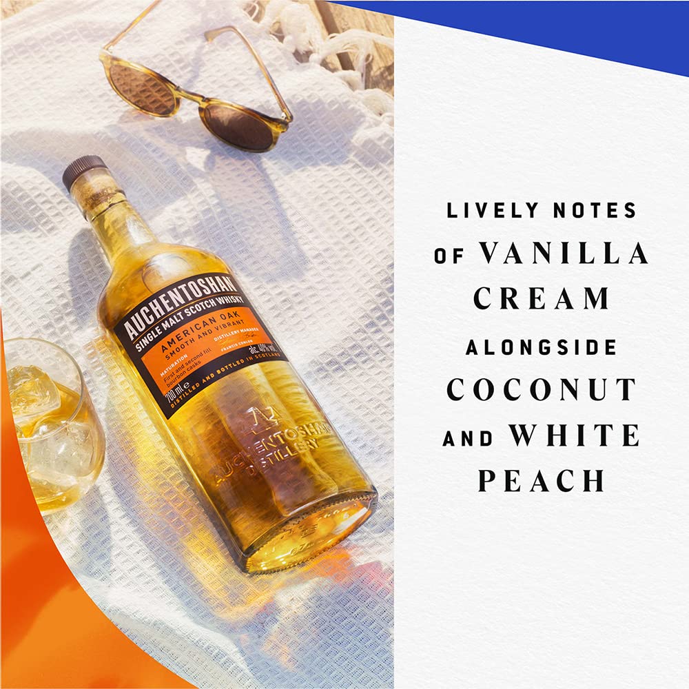 Auchentoshan American Oak | Scotch | Lowland | Single Malt Whisky | Smooth and Vanilla | Oak Cask Matured | 40 Percent ABV | 70 cl