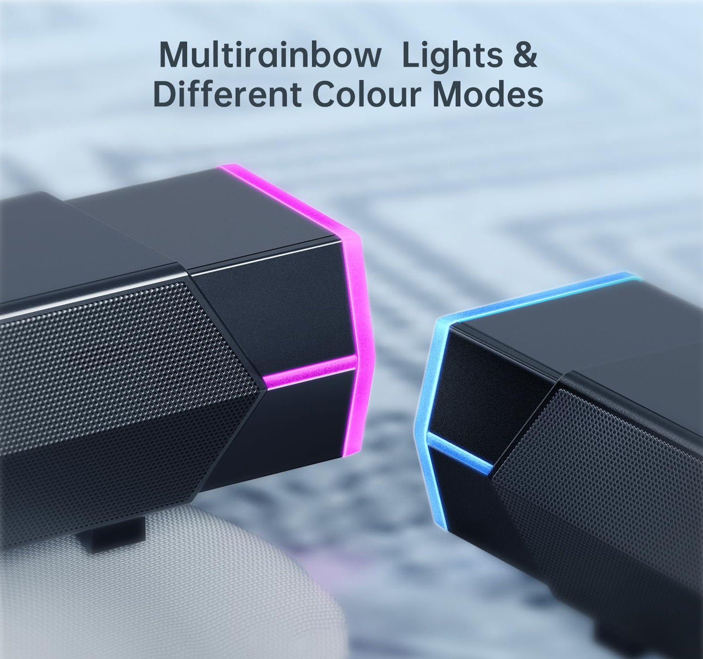 Bazivve V18 Plus Computer Speakers, USB Powered Bluetooth V5.3 Computer SoundBar, RGB PC Gaming Speakers for Desktop Laptop Phone, Black