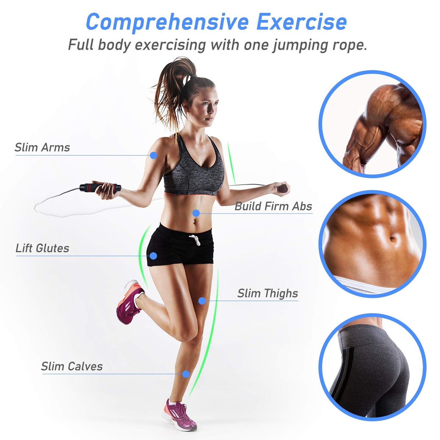 Blukar Skipping Rope, Speed Jump Rope Tangle-free Adjustable Rope with Rapid Ball Bearings & Soft Foam Handle for Fitness Workouts Fat Burning Exercises Boxing - Spare Rope Length Adjuster Included