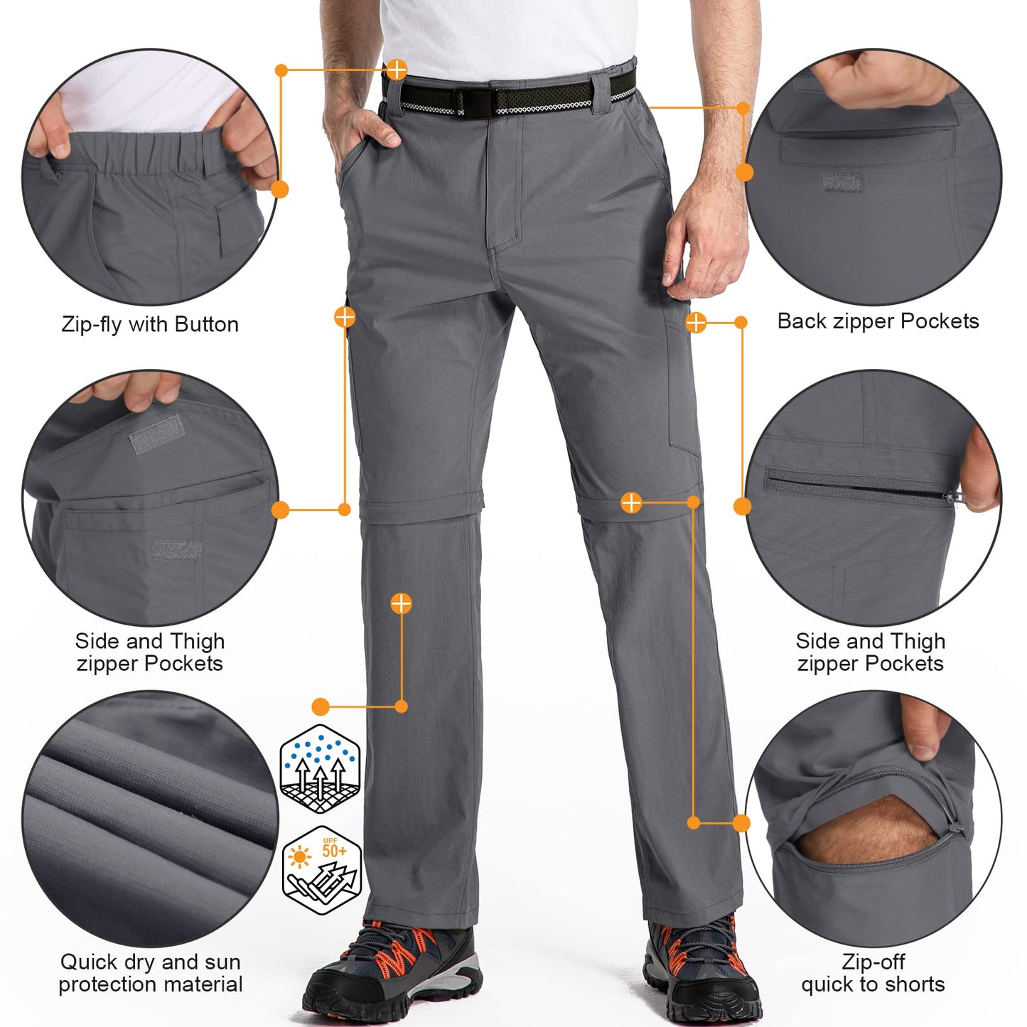 - Mosingle Walking Hiking Trousers Mens | Safari Zip Off Lightweight Quick Dry -