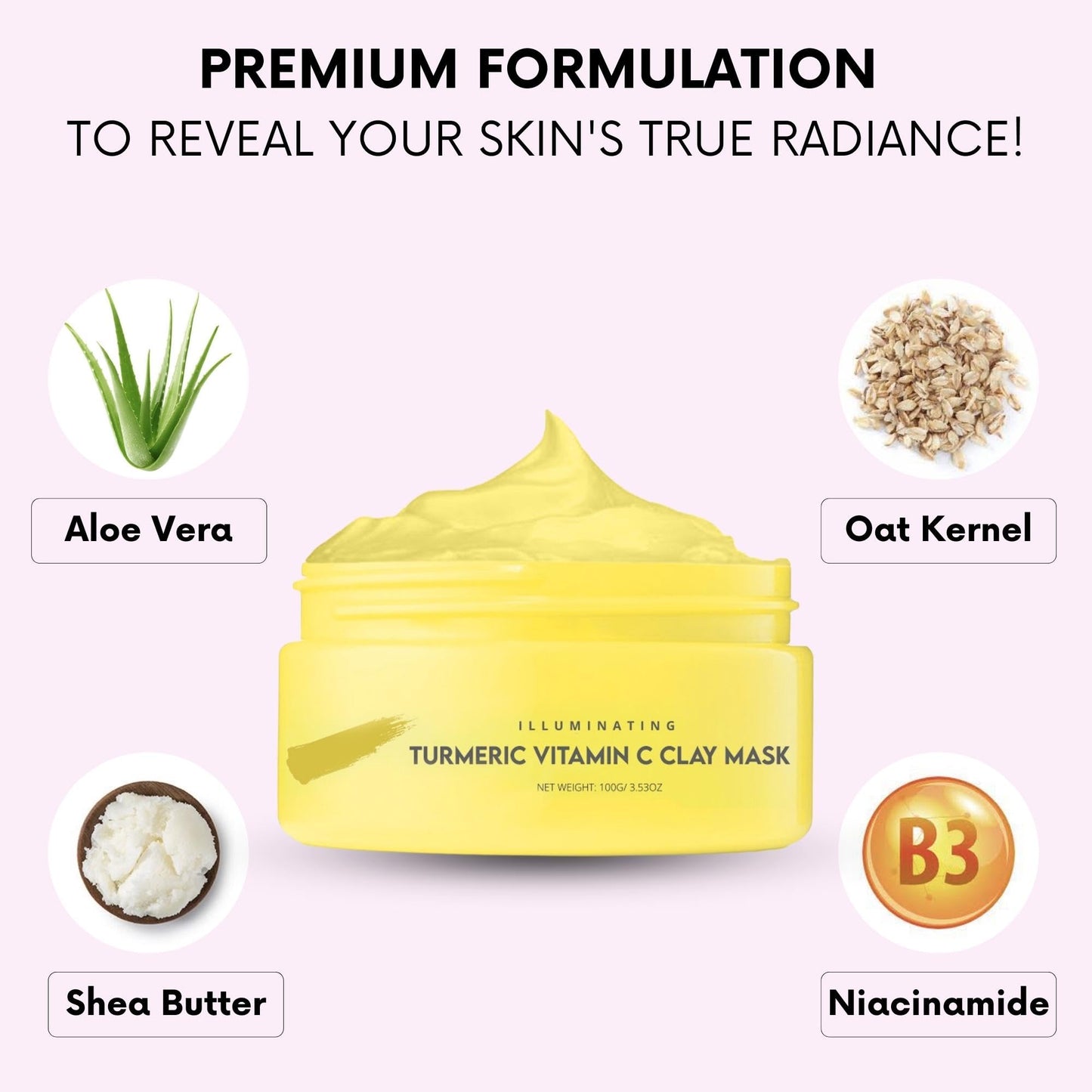 Clay Mask | Clay Face Mask | Premium Pack of 4(400g) With Bonus Headband & Brush | Turmeric Vitamin C Clay Mask For Face, Green Tea, Rose, Dead Sea Mud Mask | Deep Pore Cleansing & Brightening