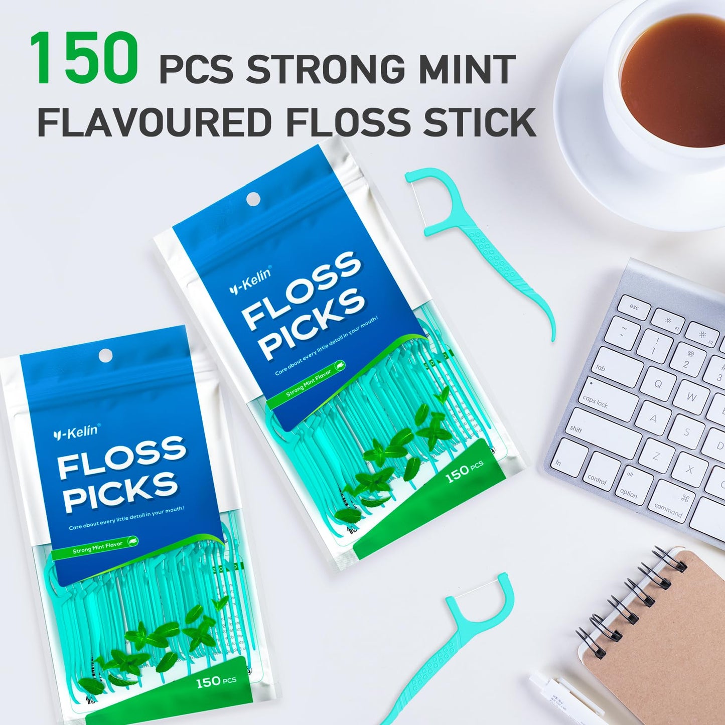 - Y-Kelin Dental Floss-150 Pcs Dental Floss Strong Mint, Teeth Stick,Tooth Picks,Floss Picks,Teeth Cleaning