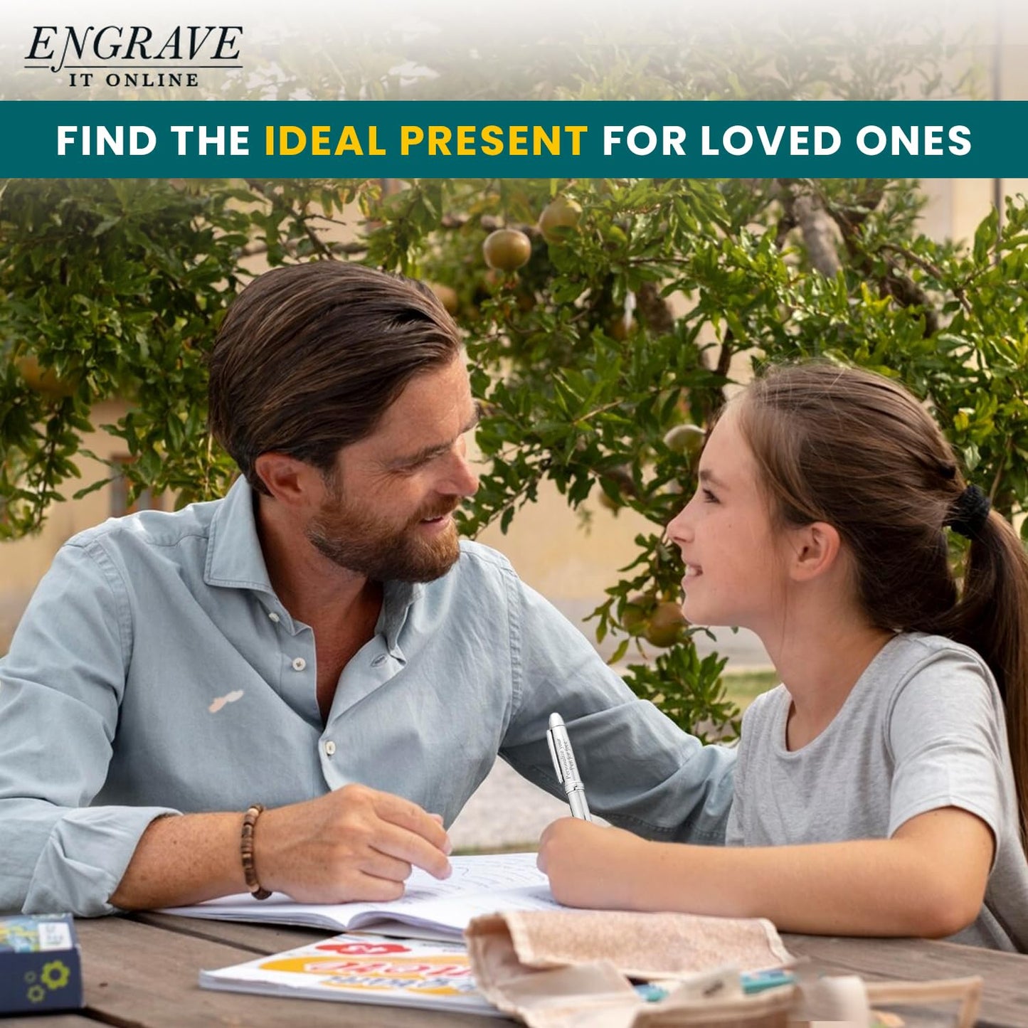 - EIO Gifts Personalised Pen | BallPoint Silver Pen in Chrome Case | Engraved -