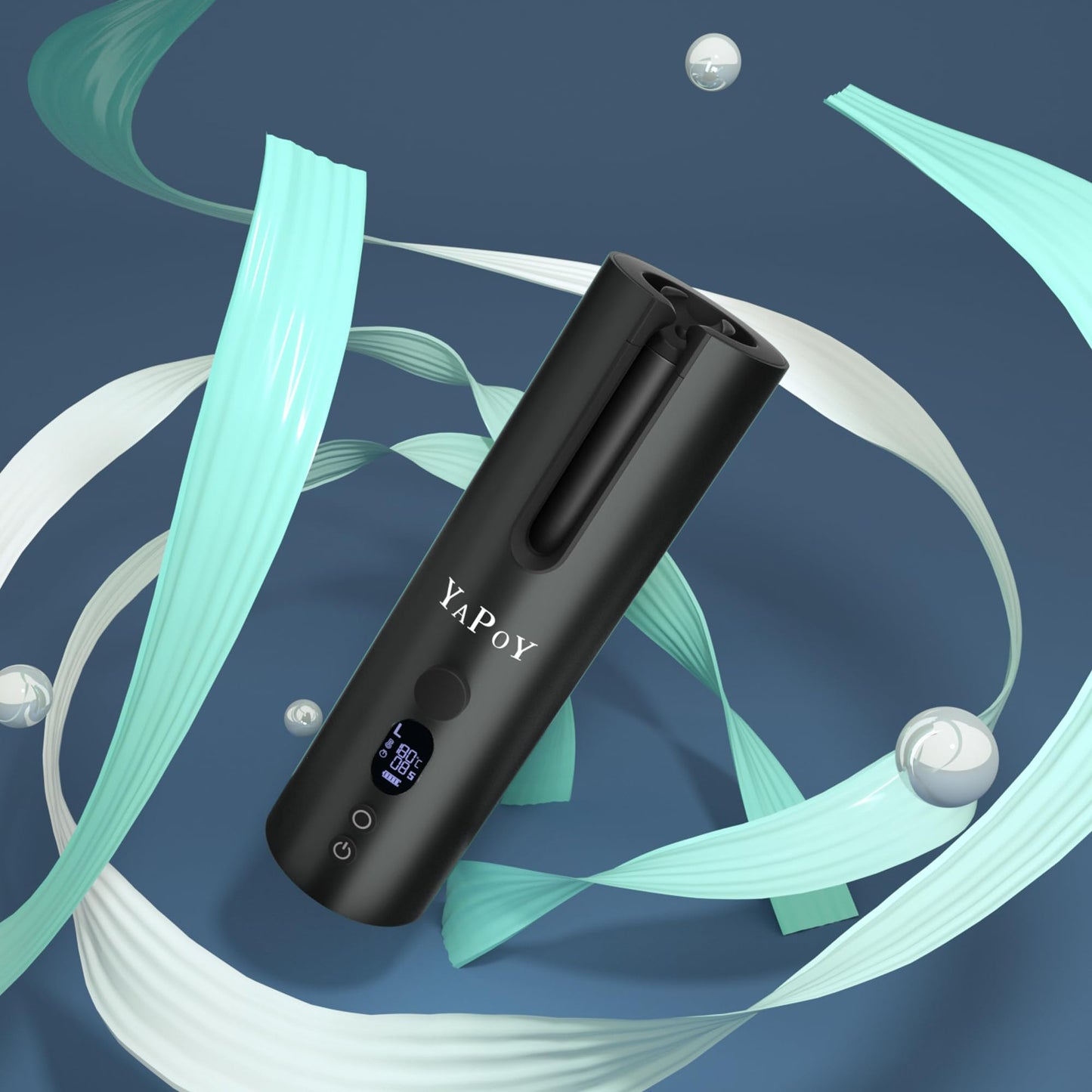 - YAPOY Cordless Automatic Hair Curler Rechargeable Auto Curlers with 5 Temps & Timers, Heat Insulation Chamber, LCD Screen, Auto Shut-Off, Suitable for Short & Long Hair Styling - Grey