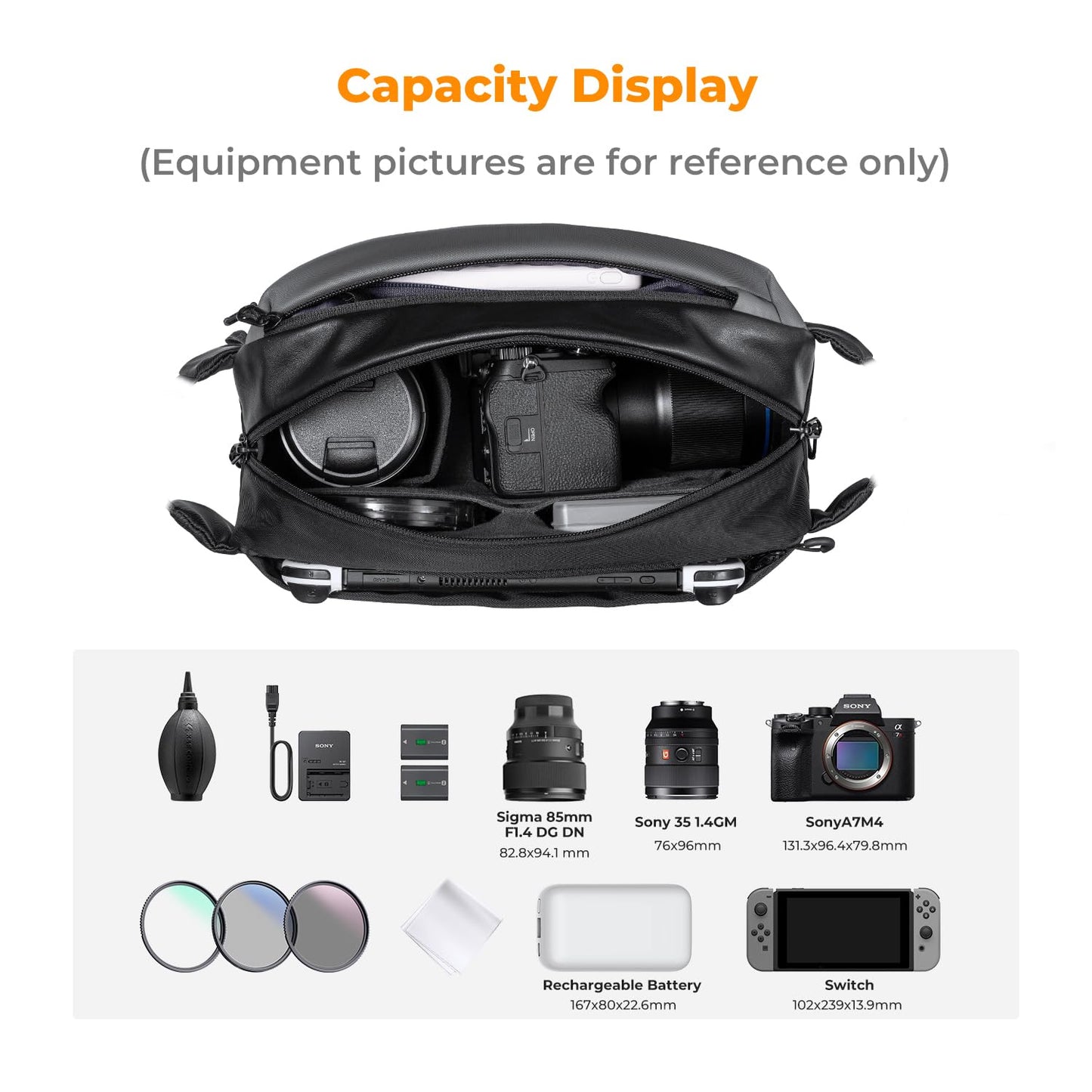 - K&F Concept Camera Sling Bag | 10L Camera Bag for DSLR and Lenses -