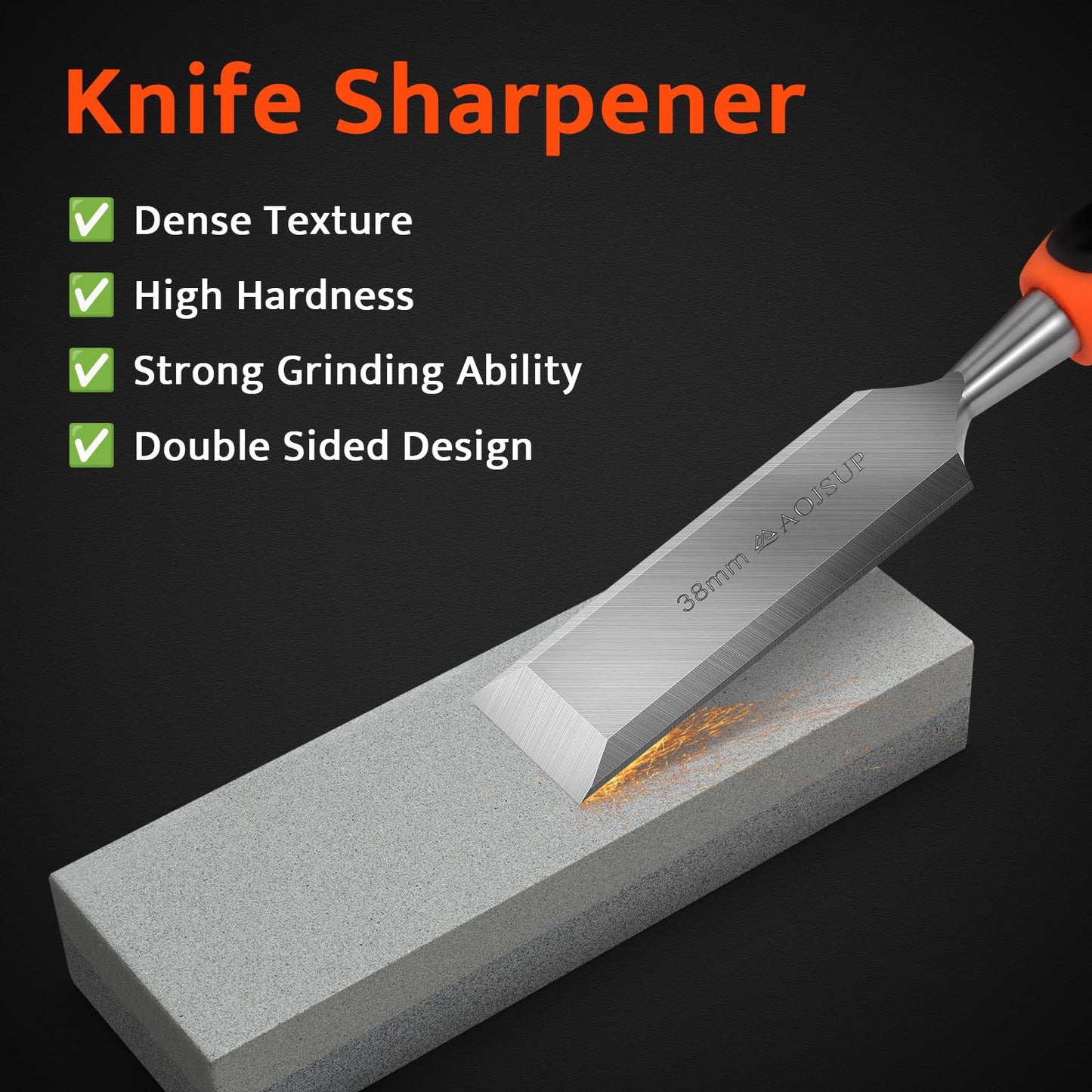 AojSup Wood Chisel Set, 6-Piece Woodworking Carving Chisels (6mm, 12mm,19mm, 25mm, 32mm, 38mm), Sharp Bevel Edge Chisels with Sharpening Stone, Perfect for Woodworking, Wood Carving and Sculpting