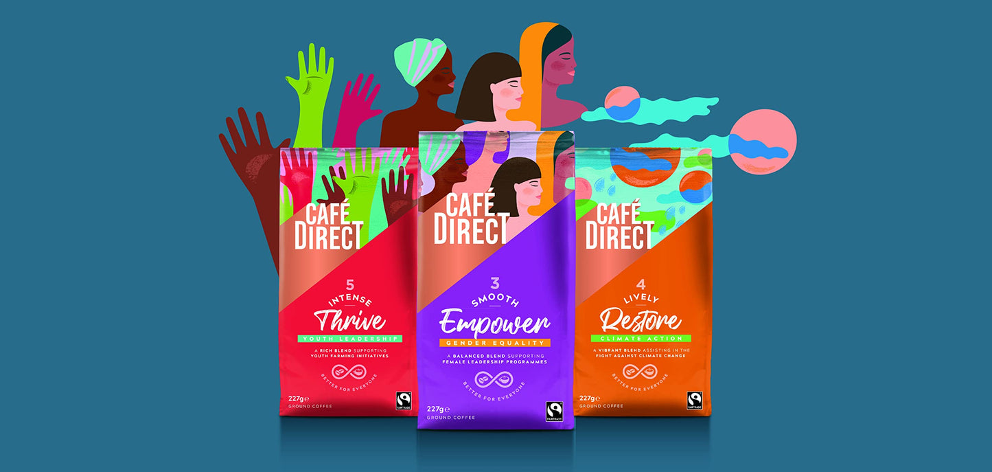 Cafédirect Thrive Intense Roast Fairtrade Ground Coffee 227 g (Pack of 6)