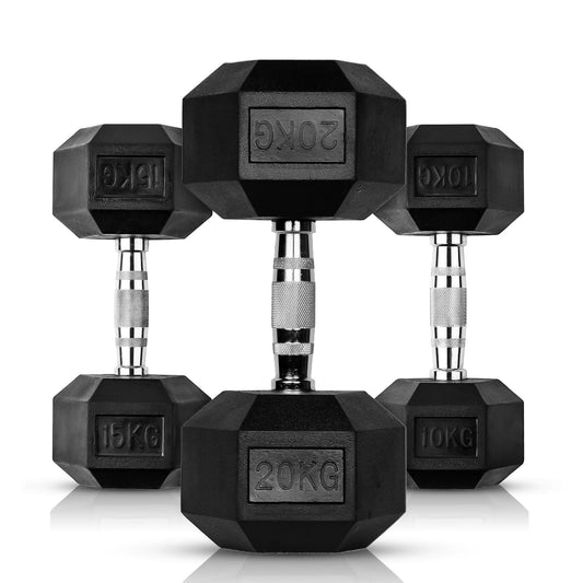 - EXTREME FITNESS® Hex Dumbbell Rubber Weight Sets 1KG - 50KG (2 x 12.5KG) -
