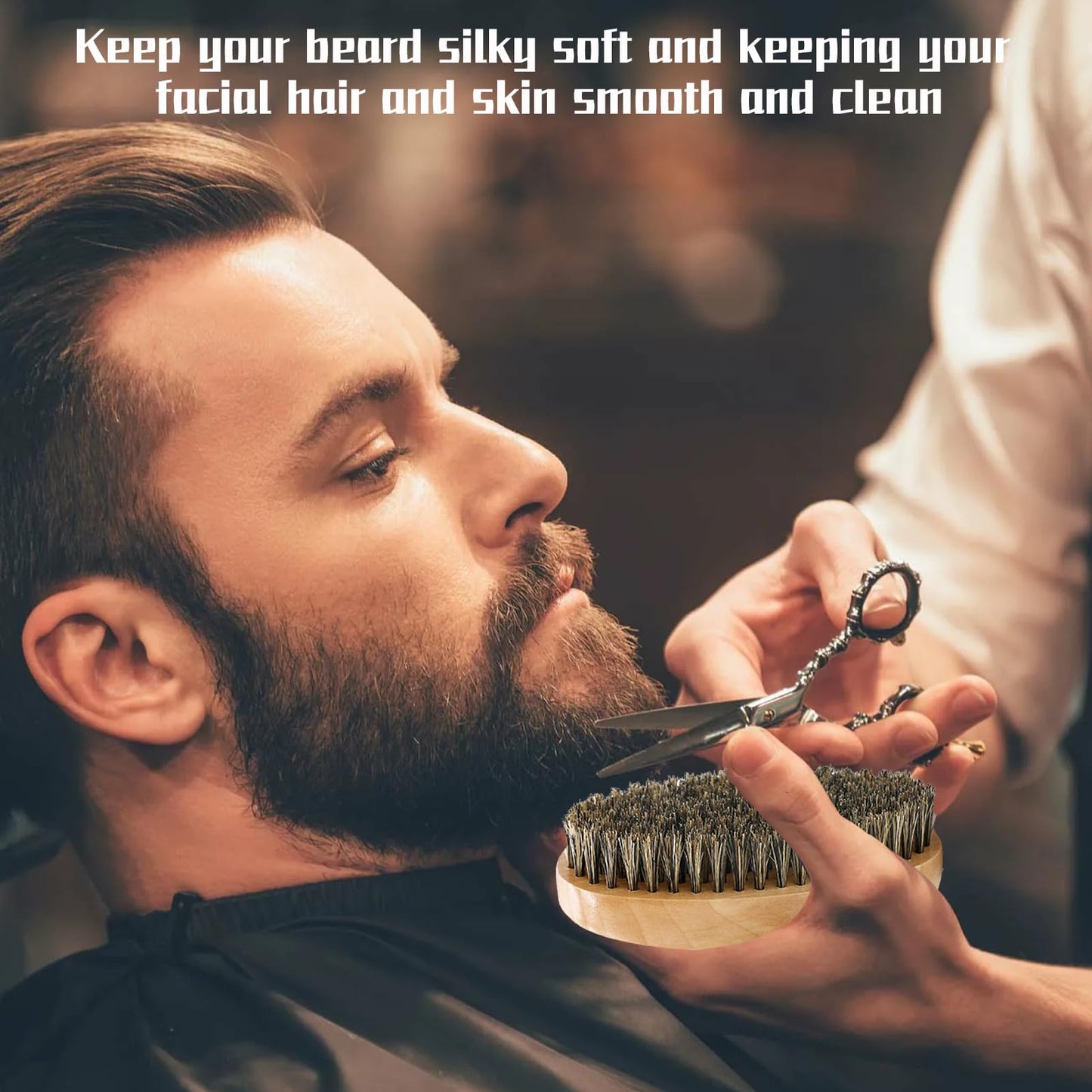 2PCS Portable Beard Brush Comb Set for Men Effectively removes Hidden Dirt Boar Bristle Beard Brush Keep Your Beard Neat for Beard Care Combing Beard Hair Removing Debris Massaging Face