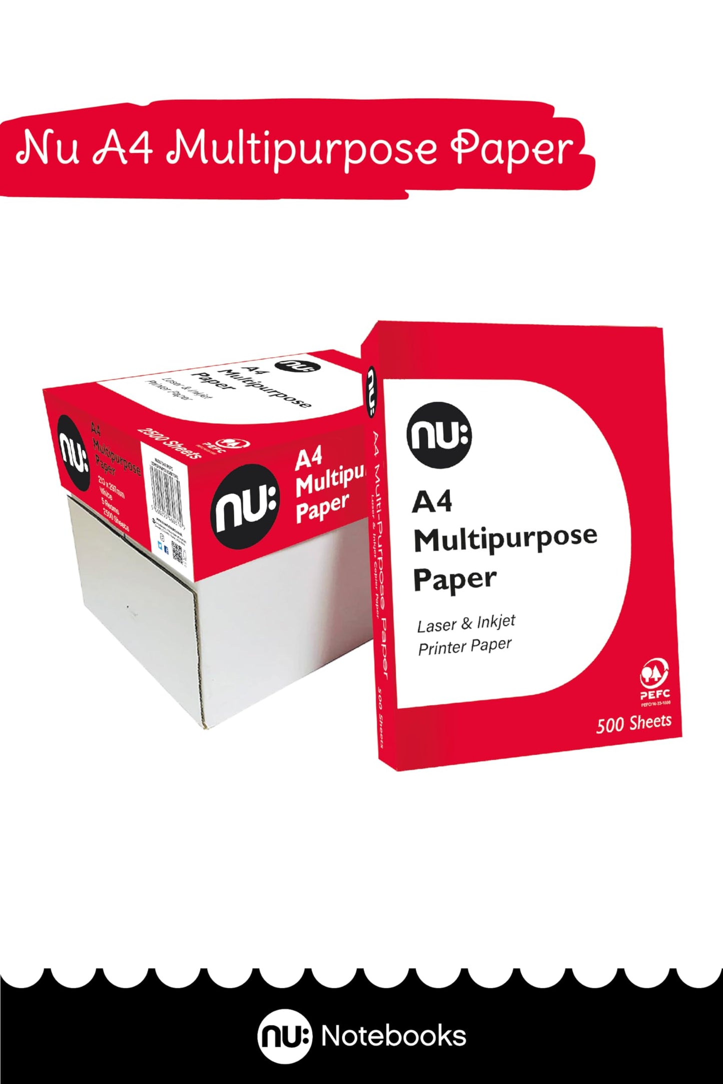 - NU: Multi-Purpose Printer Paper | White | 500 Sheets -
