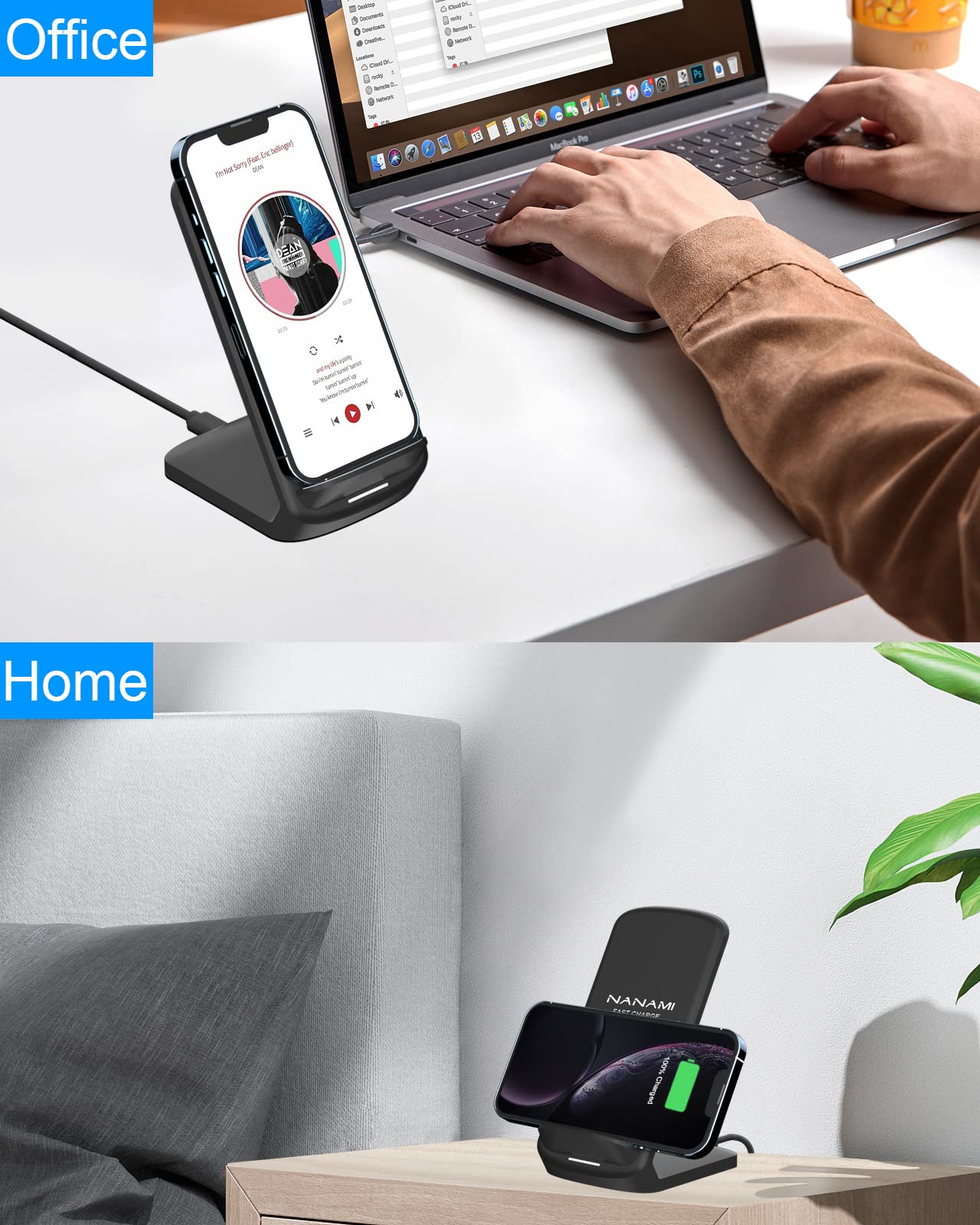 - NANAMI Wireless Charger for Samsung and iPhone | 10W Fast Wireless Charging Stand -