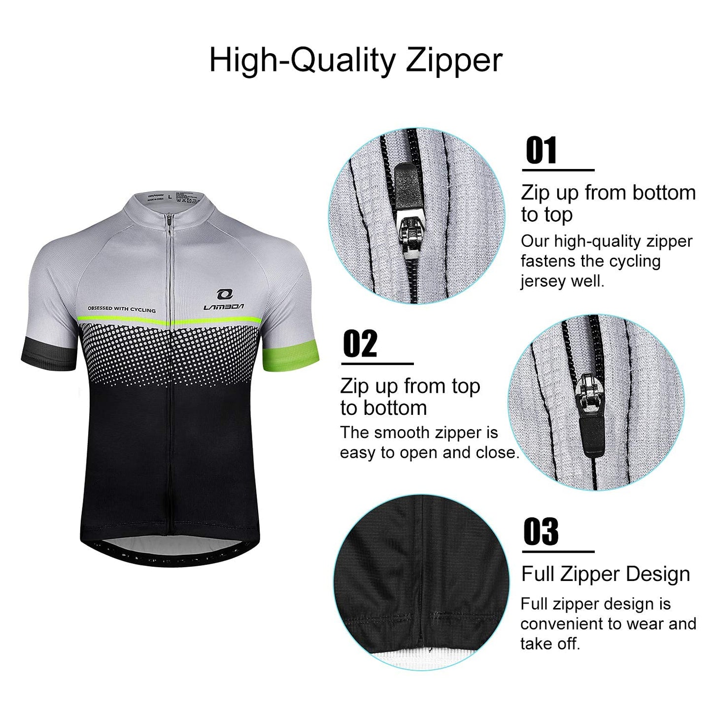 - LAMEDA Cycling Jersey | Mens Short Sleeve Top Bike Shirt | Summer Grey -