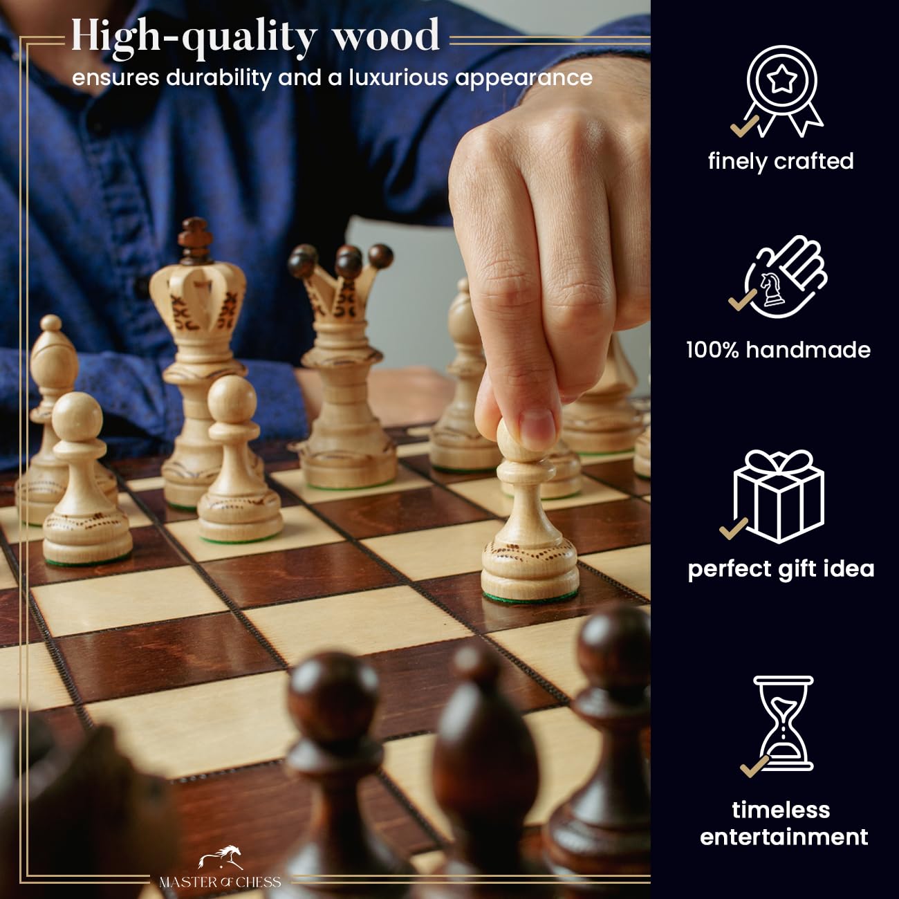 - Master of Chess Exclusive AMBASSADOR DELUXE 54cm / 21in | Premium Quality Wooden Chess Set -