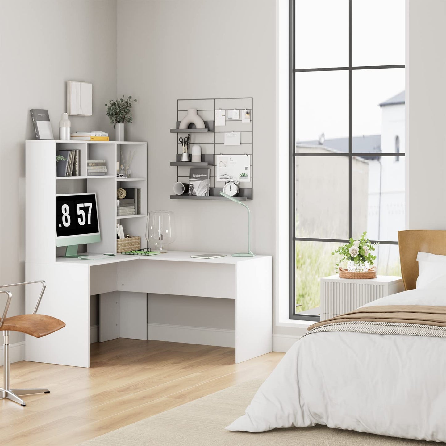 - FirFurd L-Shaped Computer Desk | Computer Workstation With Storage Shelves -