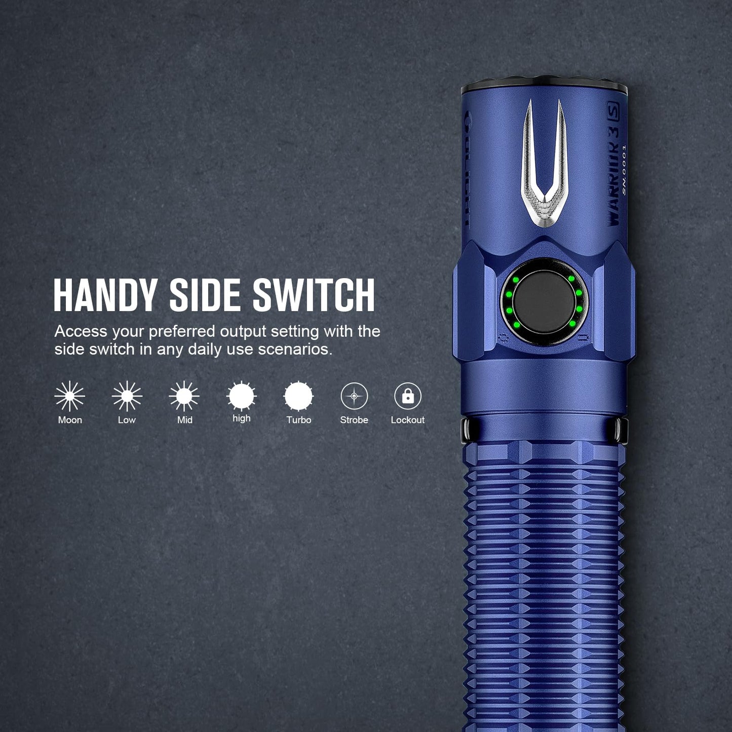 - OLIGHT Warrior 3S Tactical Torch | 2300 Lumens | Powerful Dual-Switch | Rechargeable -