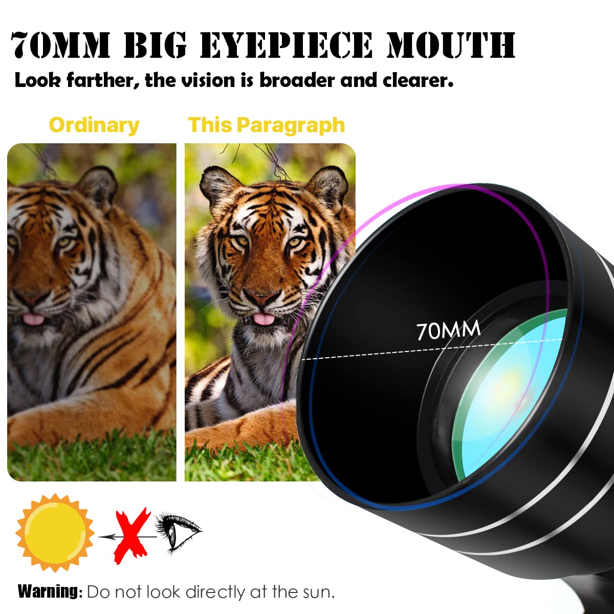 Astronomy Telescopes,Urtioty 70mm Astronomy Refractor Telescope with Adjustable Tripod for Sky Star Gazing,Ideal for Kids & Beginners & Adult