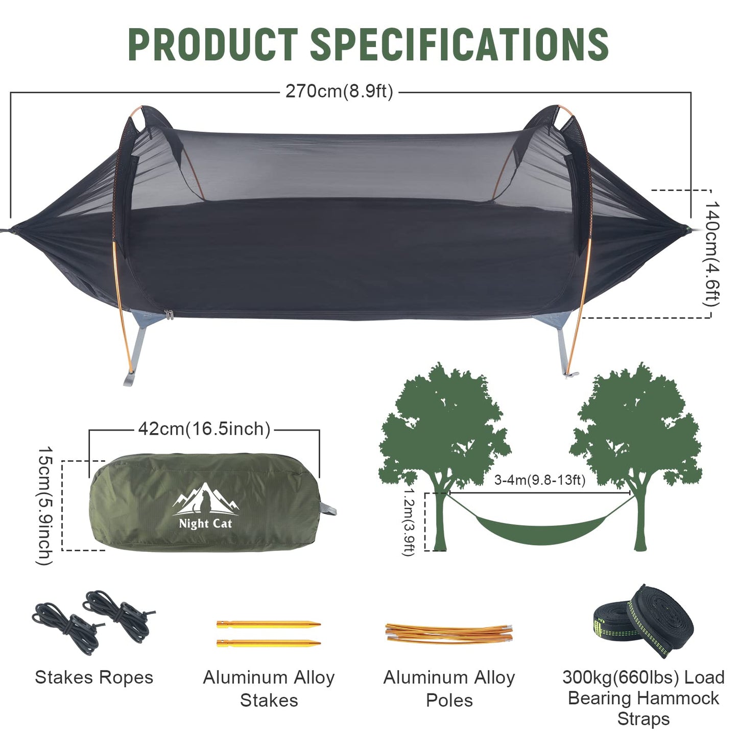 - Night Cat Hammock Tent with Mosquito Net -