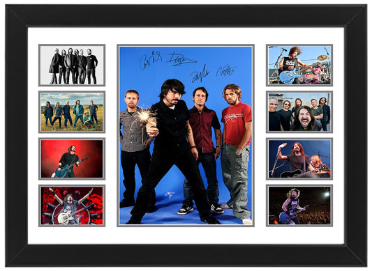 - Foo Fighters Autographed Collage Poster Print | Limited Edition Signed Memorabilia | Framed A3  -