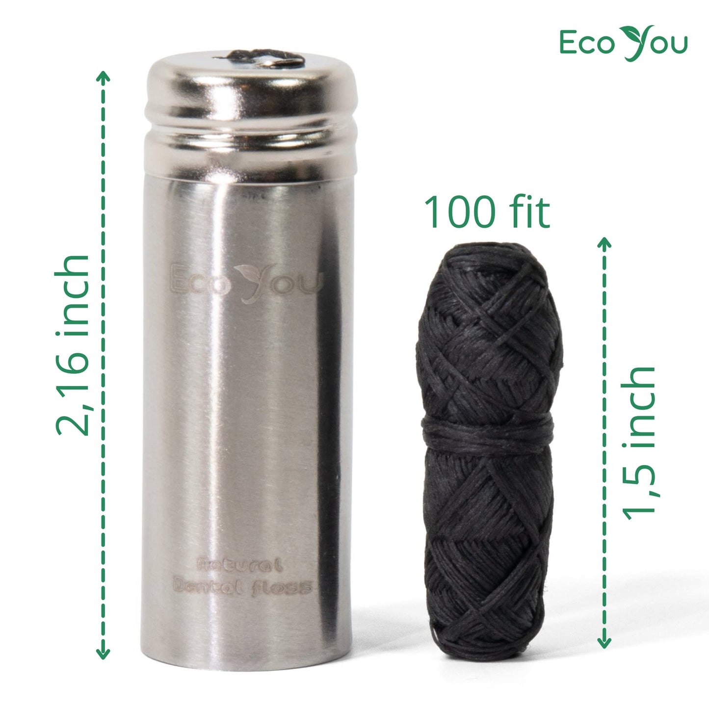 - EcoYou Eco Floss | 2 Charcoal Dental Floss Refills + Dental Floss Holder | Mint & Candelilla Wax -