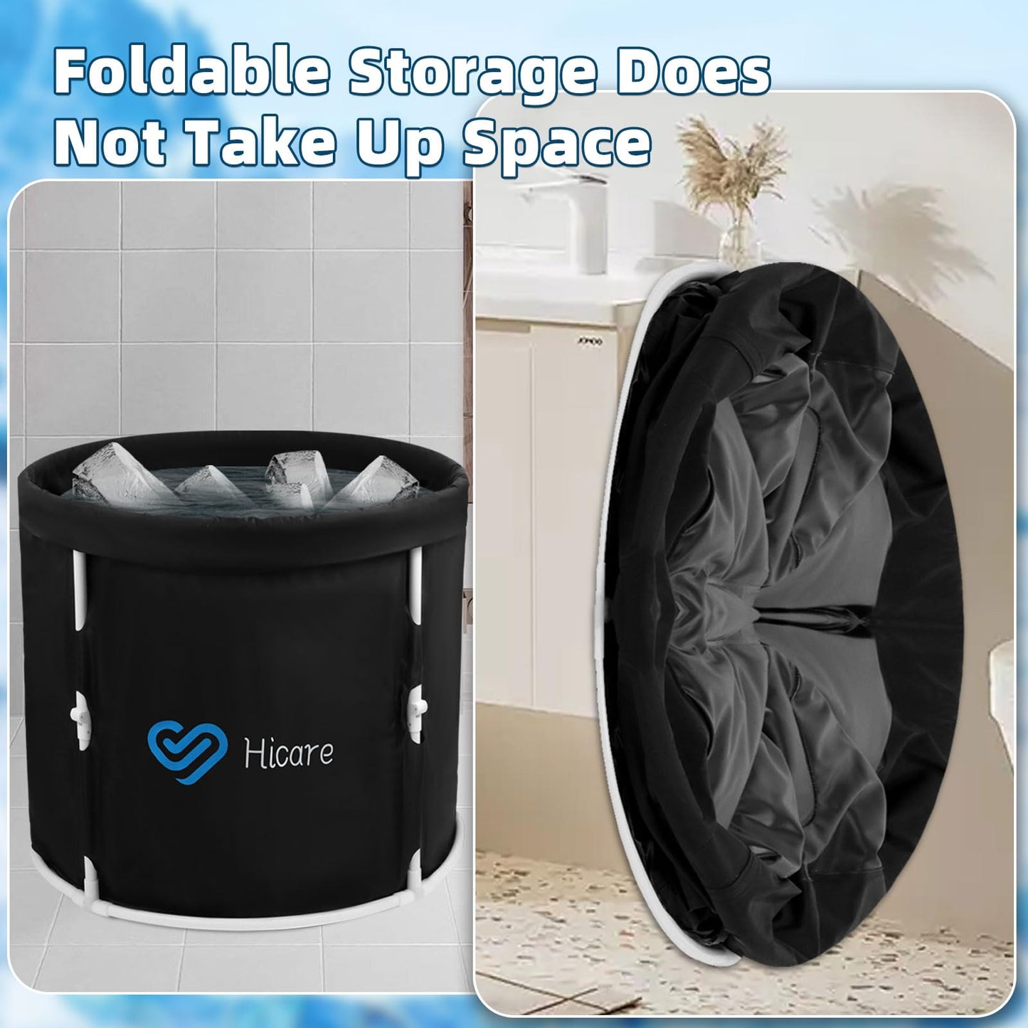 - Hicare One-second Foldbale Ice Bath | Portable Ice Bath Tub for Recovery -