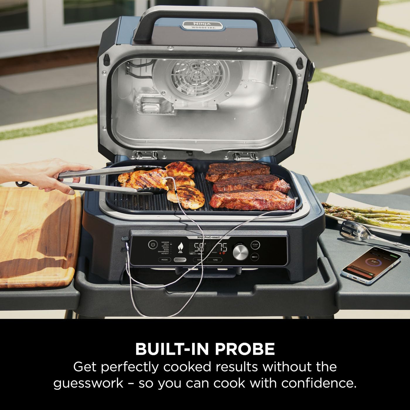 - Ninja Woodfire Pro Connect XL Electric BBQ Grill and Smoker | App Control | Digital Probe -