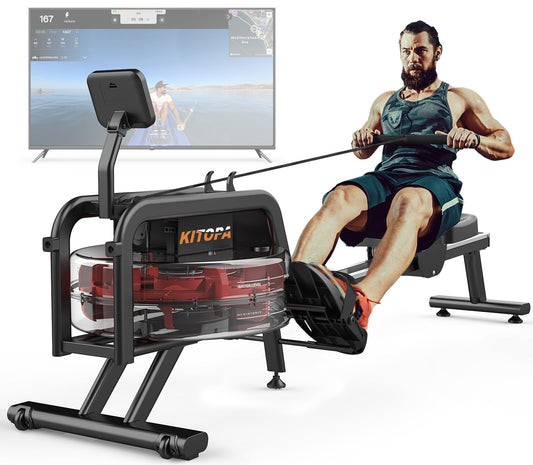 - Kitopa Rowing Machine | Rowing Machine for Home Gym | LCD Monitor and Aluminum Rail -