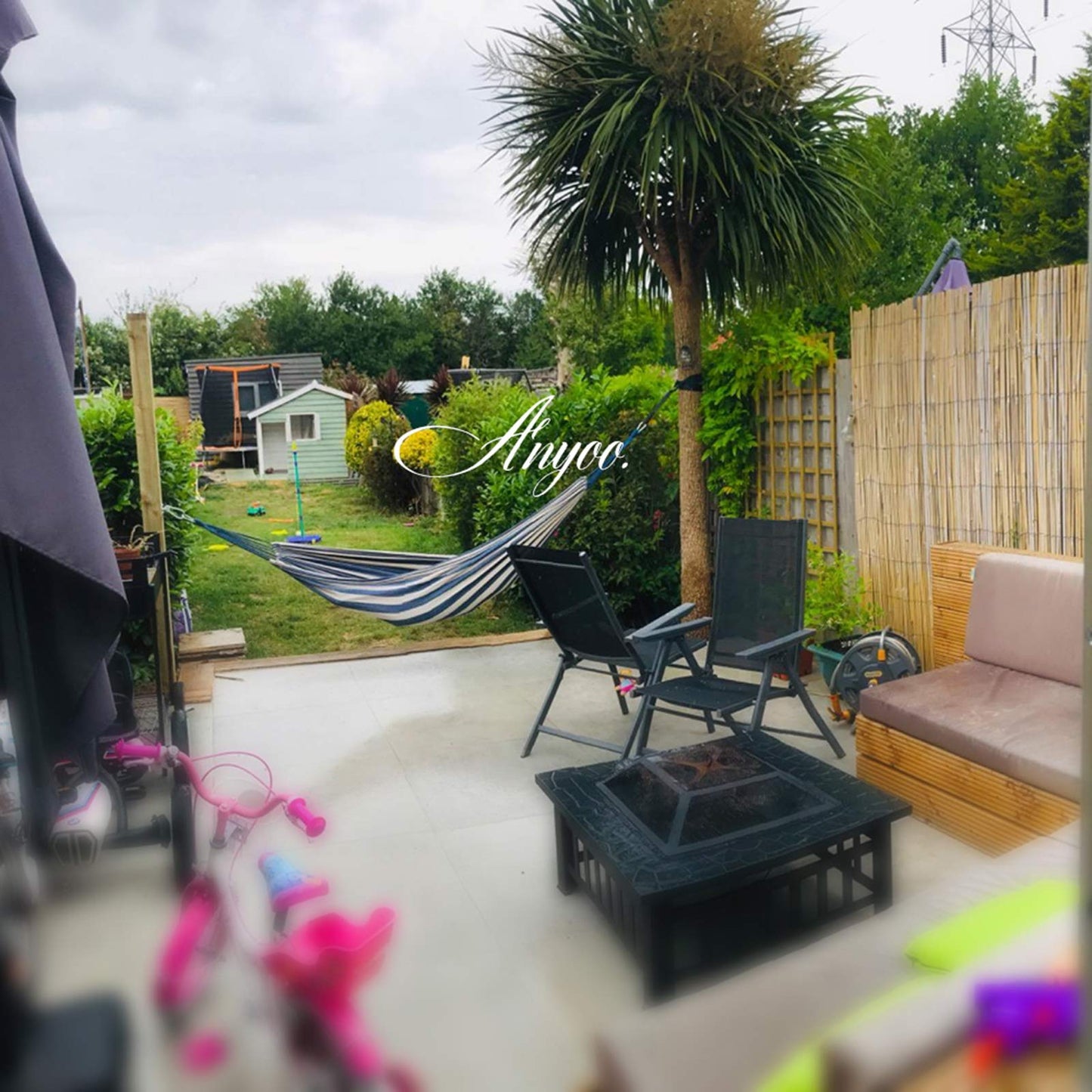 Anyoo Cotton Hammock Comfortable Fabric with Tree-friendly Straps, Durable Portable Hammock with Travel Bag,Perfect for Garden Camping Outdoor/Indoor Patio Balcony Backyard