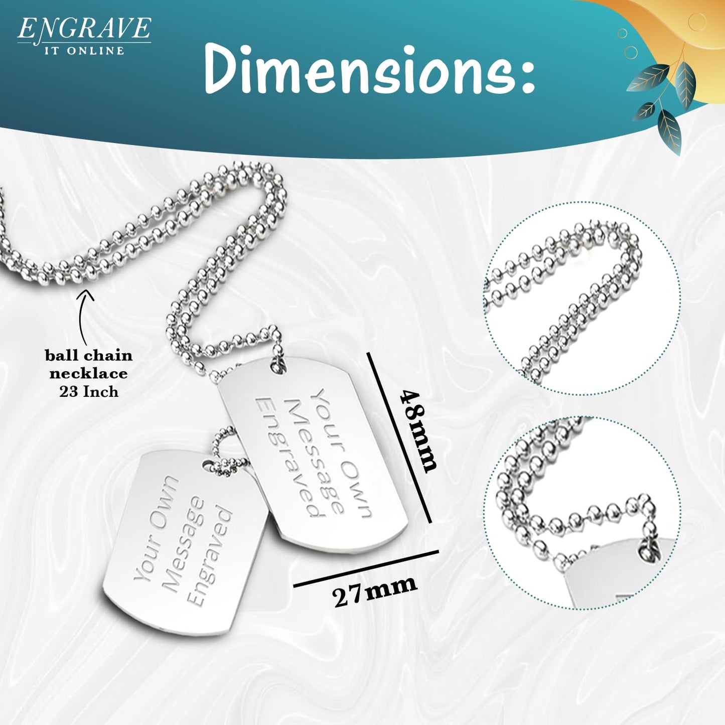 - EIO Gifts Personalised Double Tag Pendant | Women & Mens Pendant Silver Necklace –