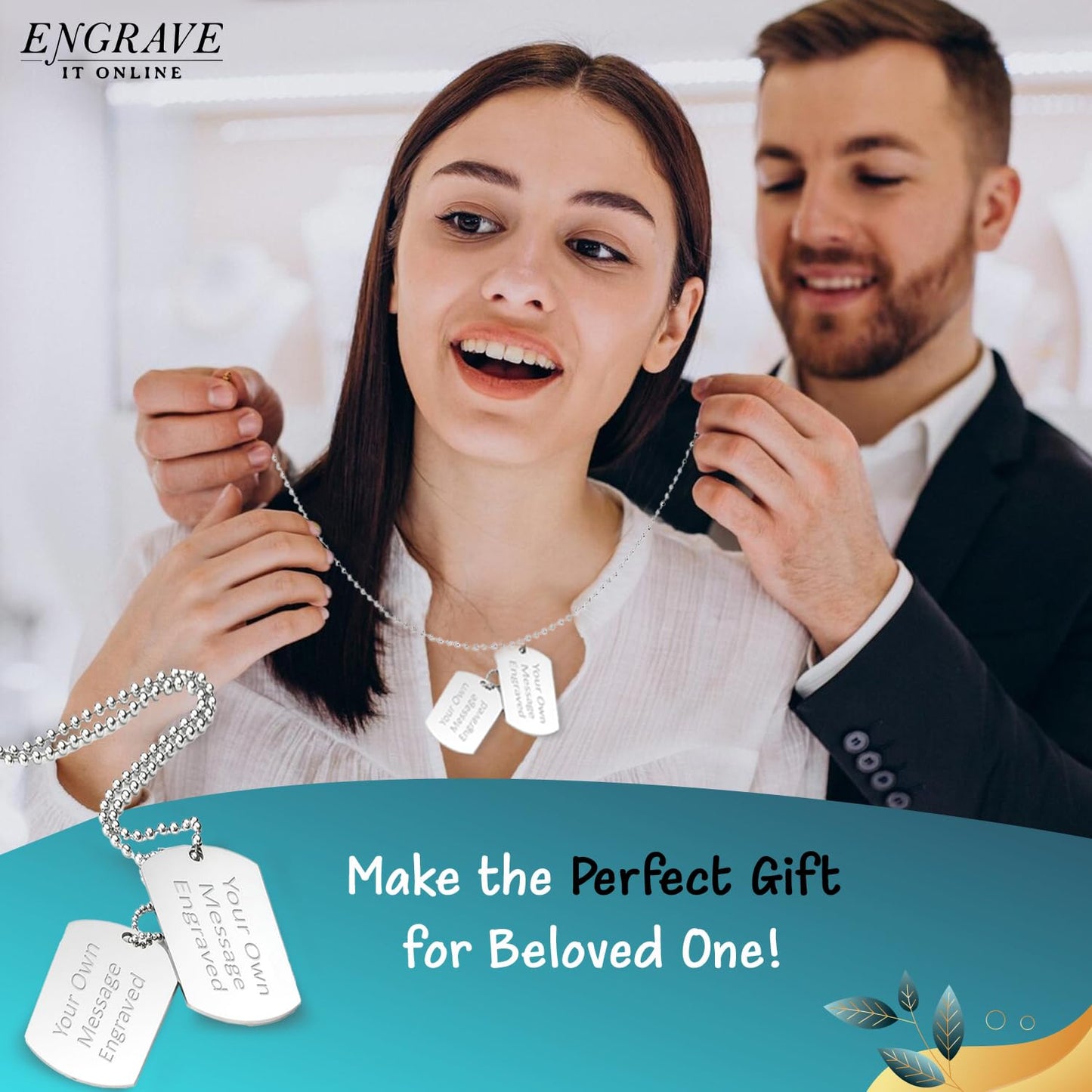 - EIO Gifts Personalised Double Tag Pendant | Women & Mens Pendant Silver Necklace –