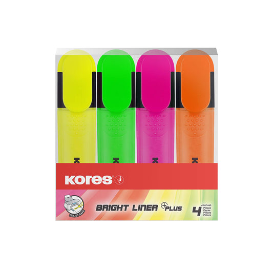 - Kores | Highlighter Pens | Bright Liner Plus | Fluorescent | Water Based-Ink -