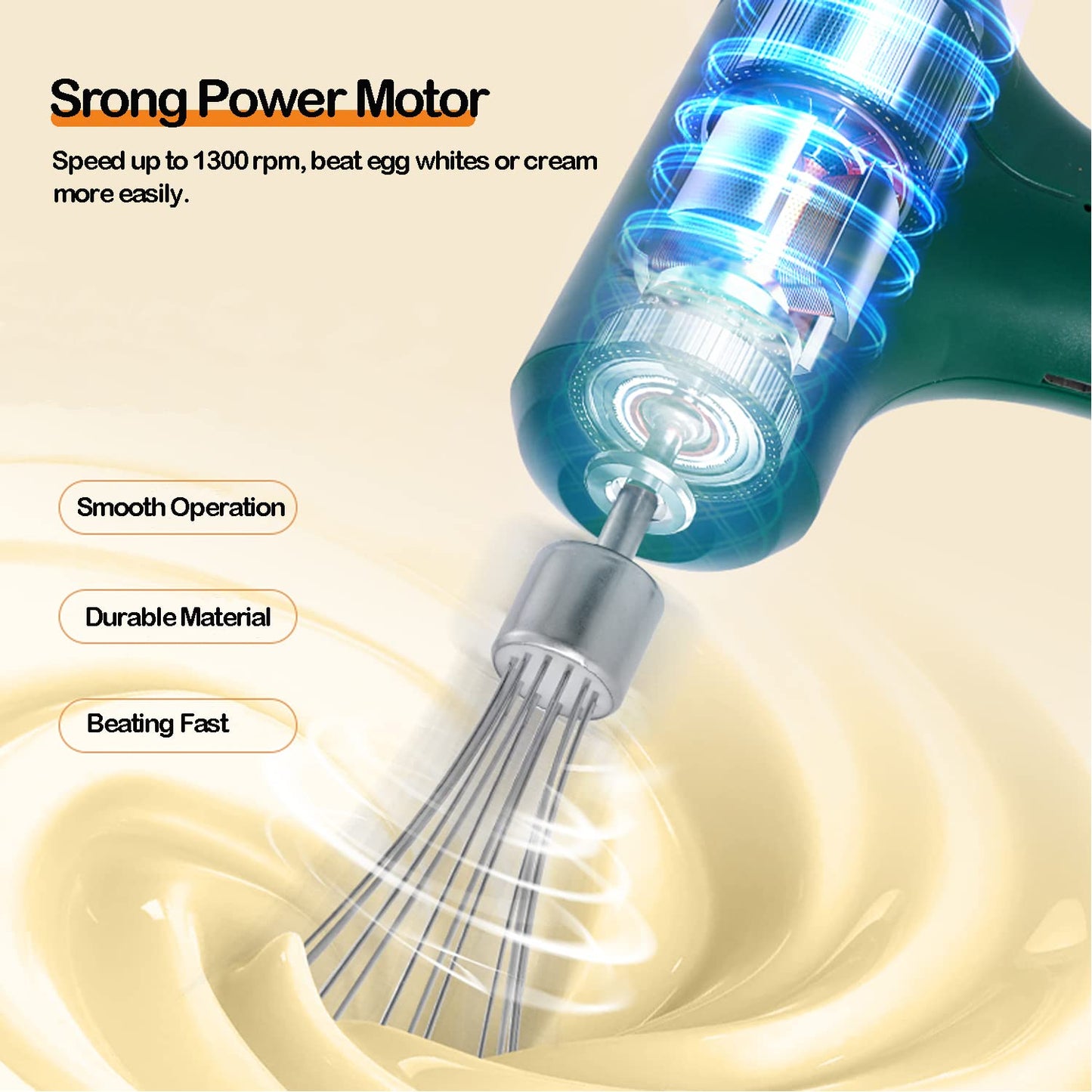 - FIOUSY Electric Hand Whisk | USB Rechargeable | Wireless Portable Egg Beater -