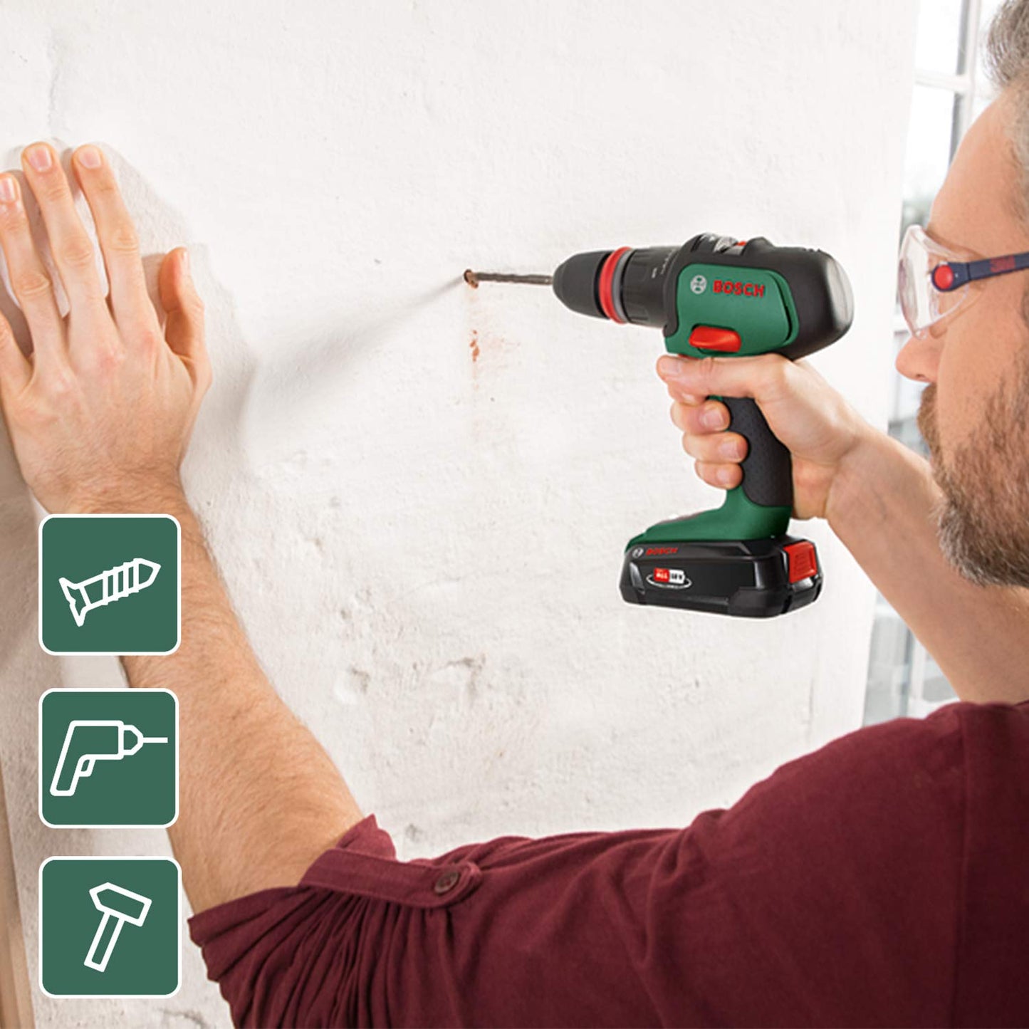 Bosch Cordless Combi Drill AdvancedImpact 18 (2x Batteries, 18 Volt System, in Carrying Case)