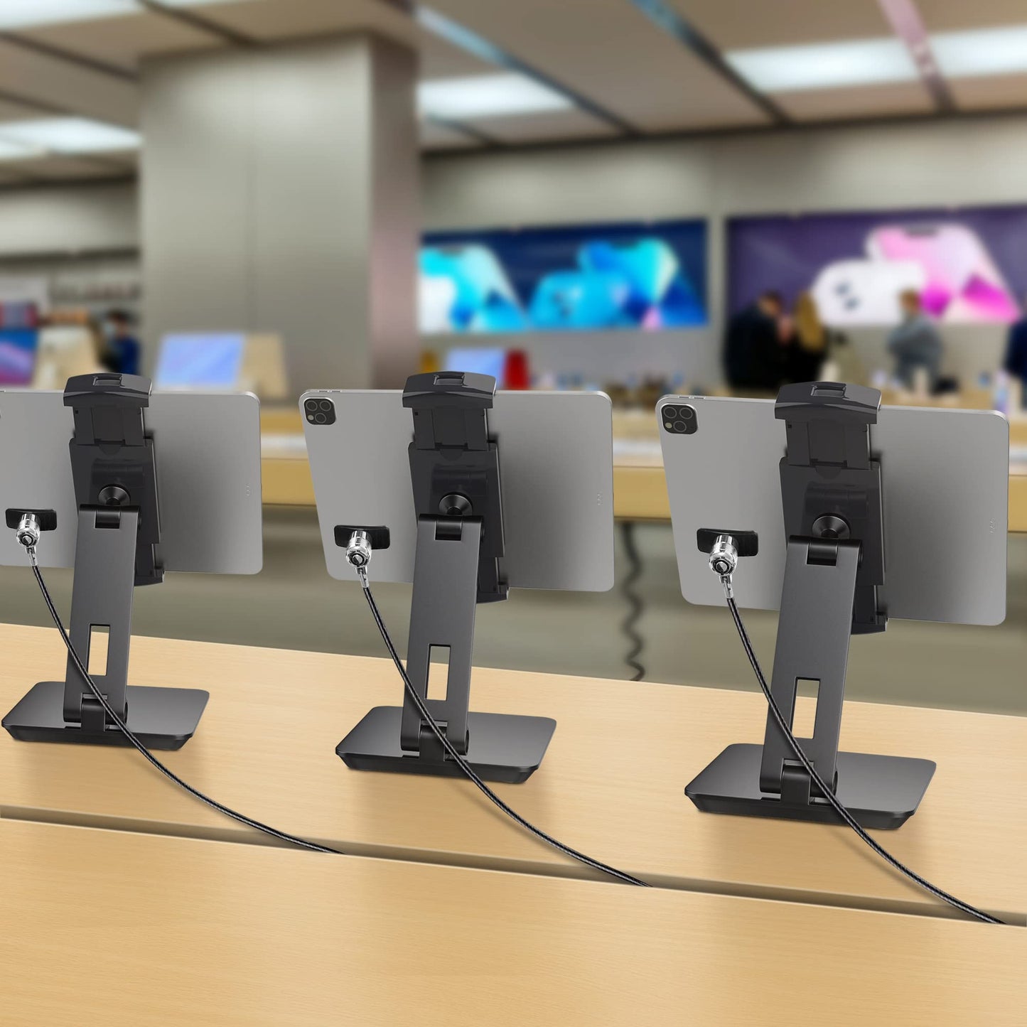 AboveTEK Laptop Lock, Tablet Lock Security Cable, 2 Keys Durable Steel iPad Locking Kit w/Adhesive Anchors, Anti Theft Hardware Protection for iPhone Mobile Notebook Computer Monitor Mac Book Laptop