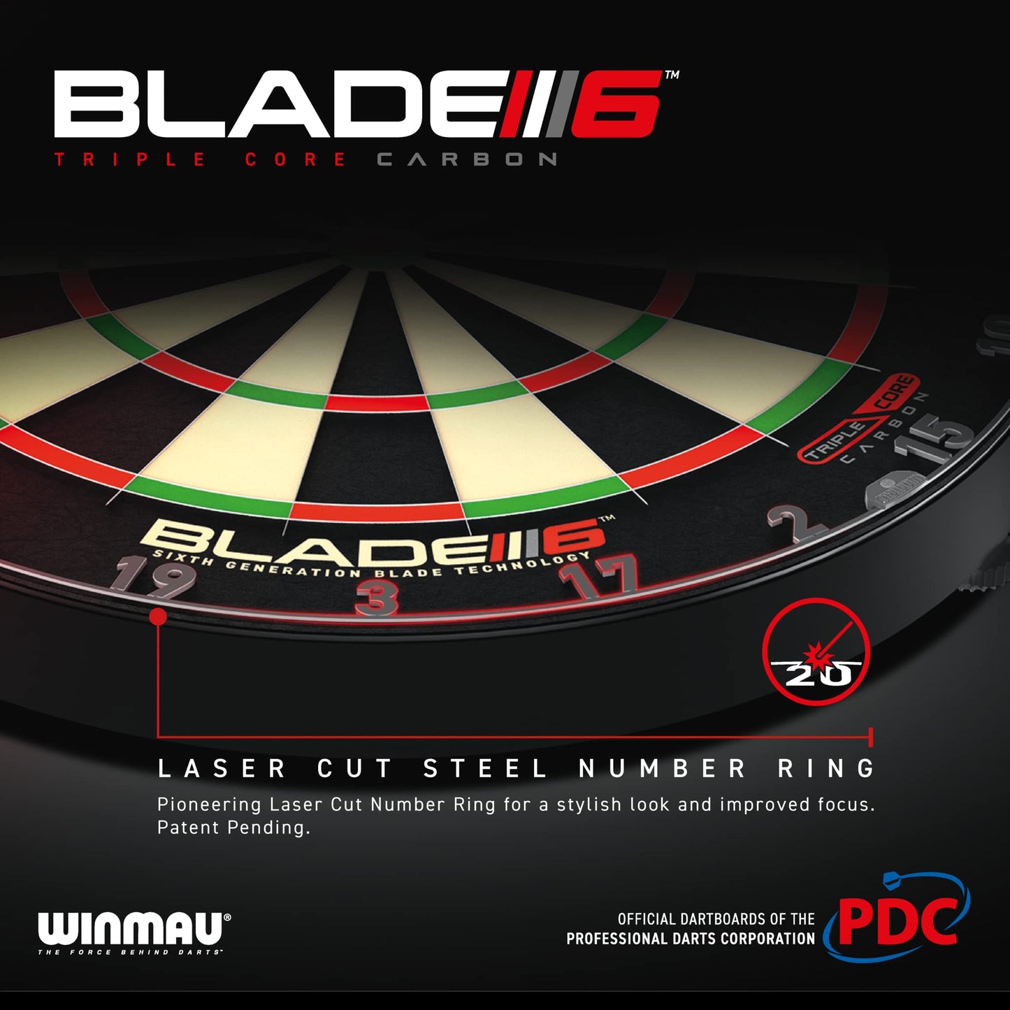 - Winmau Blade 6 Triple Core Professional PDC Dartboard with Official tournament specifications